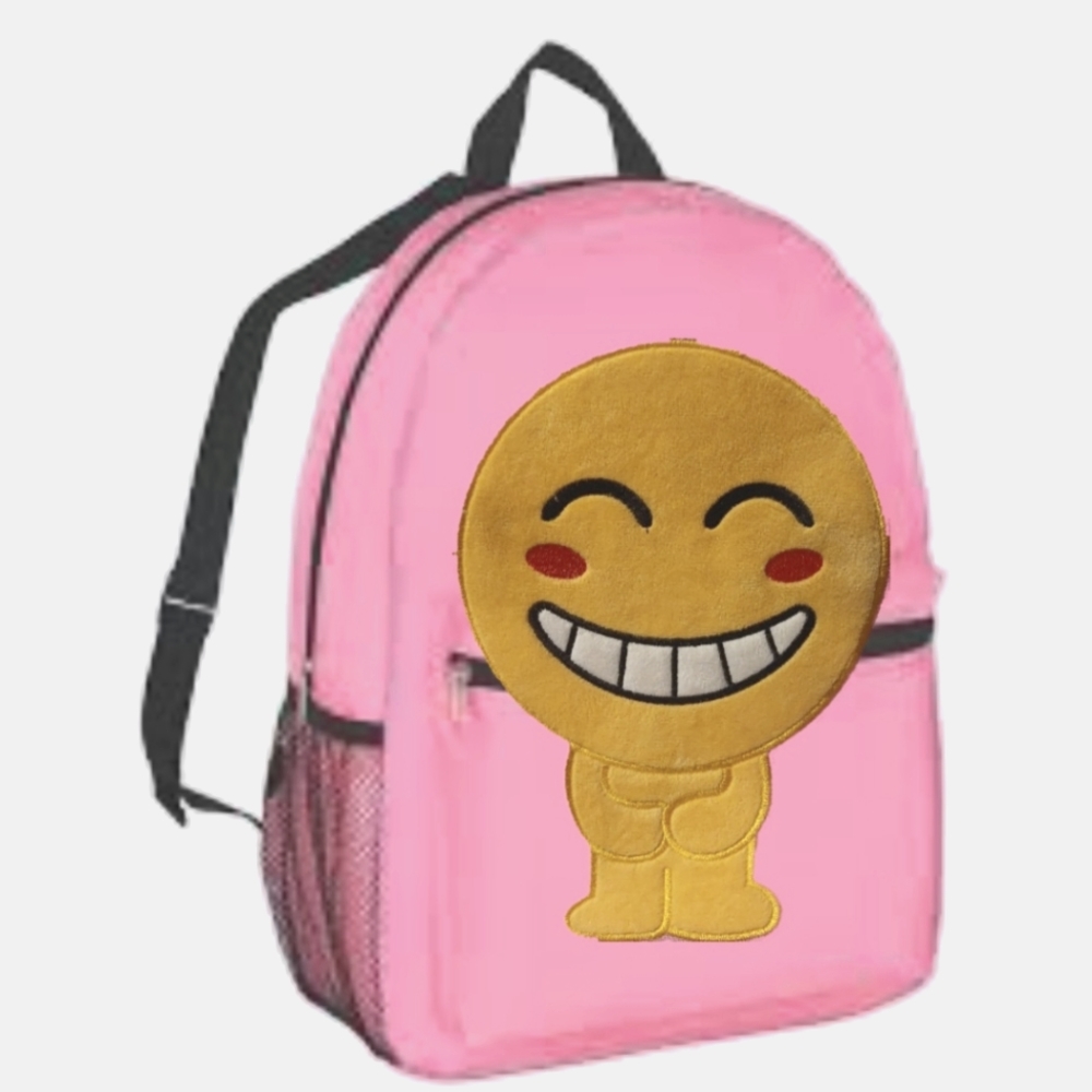 Bookbag Emoji Cool Smile Girls Kids School Backpack - Pink EUC